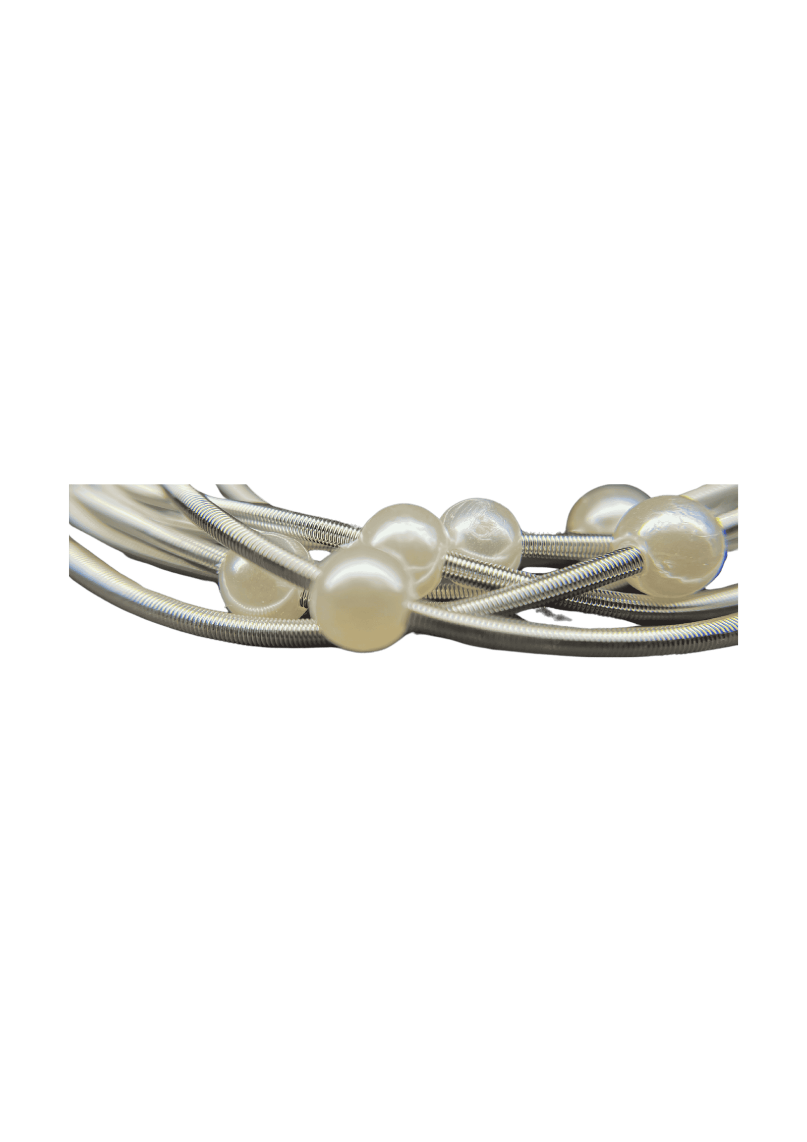 Graceful Silver Pearl Bangles (Pack of 6)
